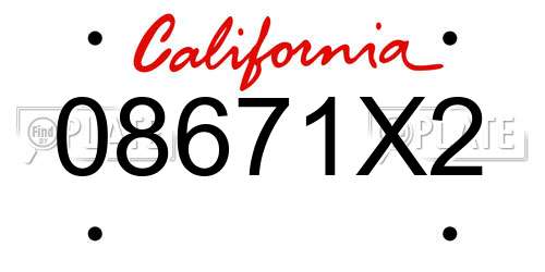 08671X2 California License Plate