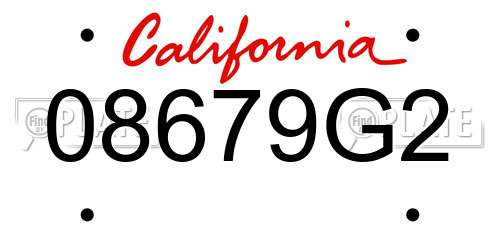 08679G2 California License Plate
