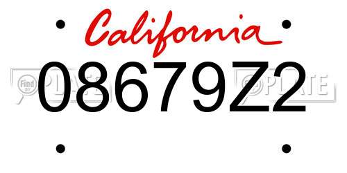 08679Z2 California License Plate