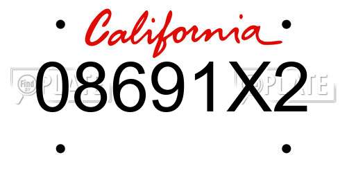 08691X2 California License Plate