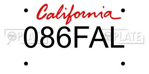 086FAL California License Plate