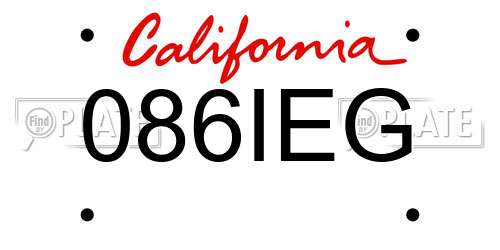 086IEG California License Plate