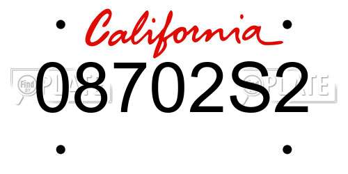 08702S2 California License Plate