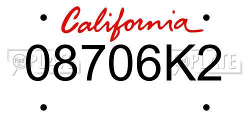 08706K2 California License Plate