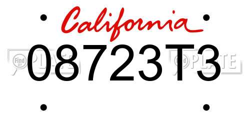 08723T3 California License Plate
