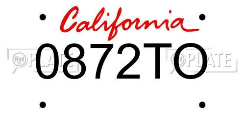 0872TO California License Plate