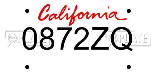 0872ZQ California License Plate
