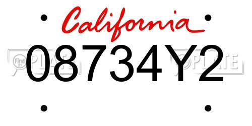 08734Y2 California License Plate