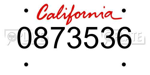 0873536 California License Plate