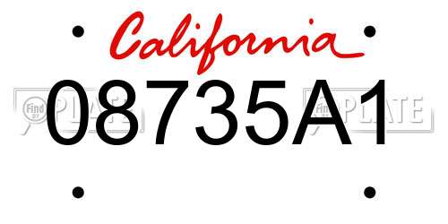 08735A1 California License Plate
