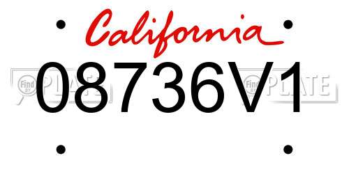08736V1 California License Plate