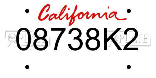 08738K2 California License Plate