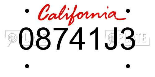 08741J3 California License Plate
