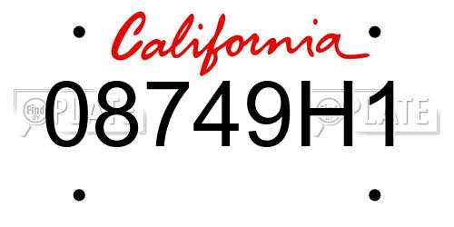 08749H1 California License Plate