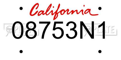 08753N1 California License Plate