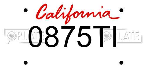 0875TI California License Plate