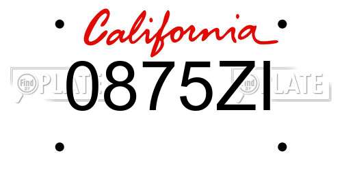 0875ZI California License Plate
