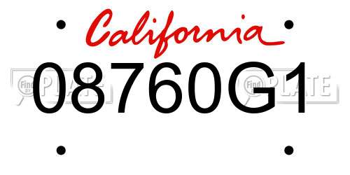 08760G1 California License Plate