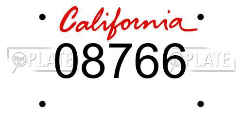 08766 California License Plate