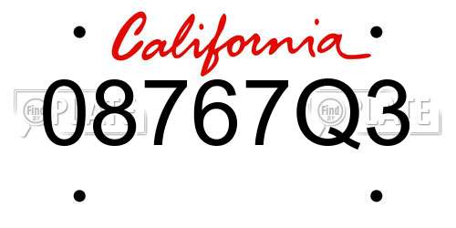 08767Q3 California License Plate