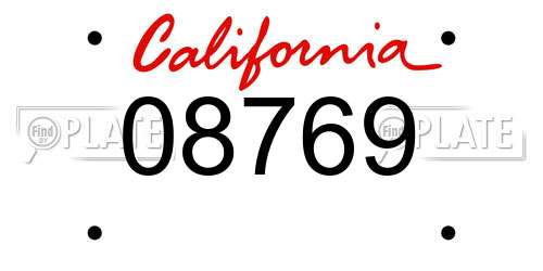 08769 California License Plate