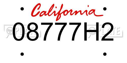 08777H2 California License Plate