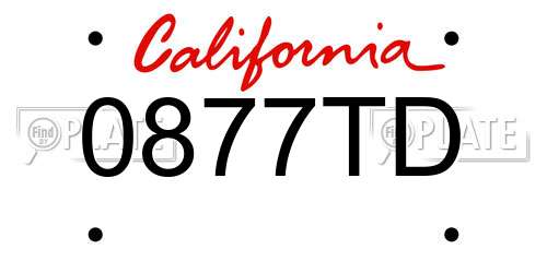 0877TD California License Plate