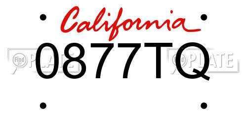 0877TQ California License Plate