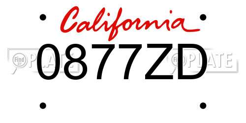 0877ZD California License Plate