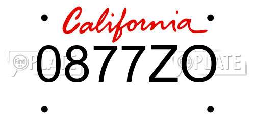 0877ZO California License Plate
