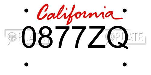 0877ZQ California License Plate