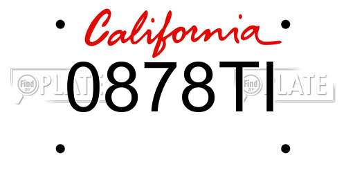0878TI California License Plate