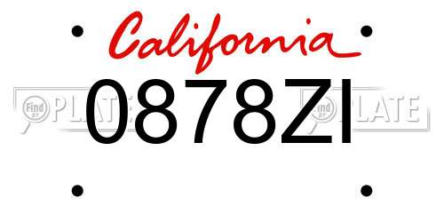 0878ZI California License Plate