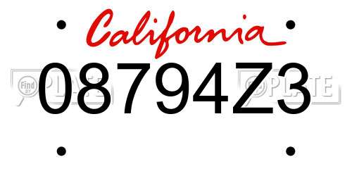 08794Z3 California License Plate