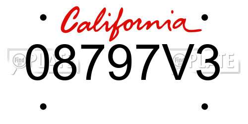 08797V3 California License Plate