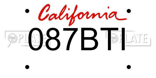 087BTI California License Plate
