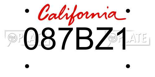 087BZ1 California License Plate