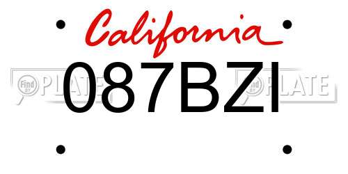 087BZI California License Plate