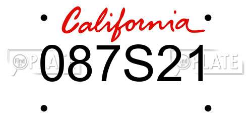 087S21 California License Plate