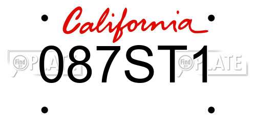 087ST1 California License Plate