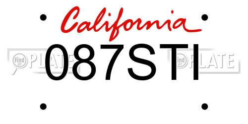 087STI California License Plate