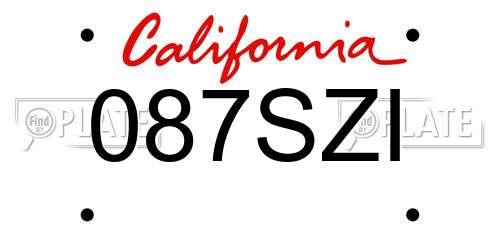 087SZI California License Plate