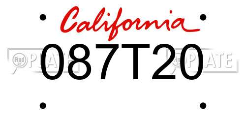 087T20 California License Plate