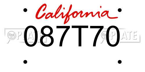 087T70 California License Plate