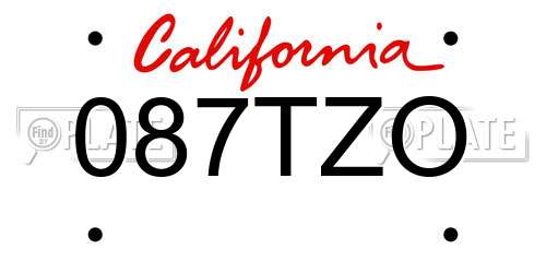 087TZO California License Plate