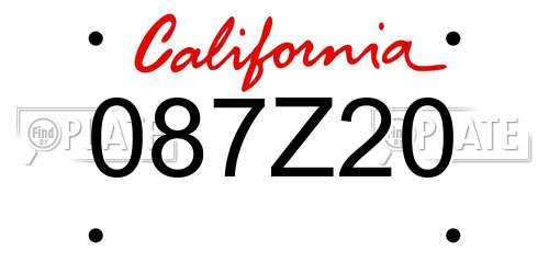 087Z20 California License Plate