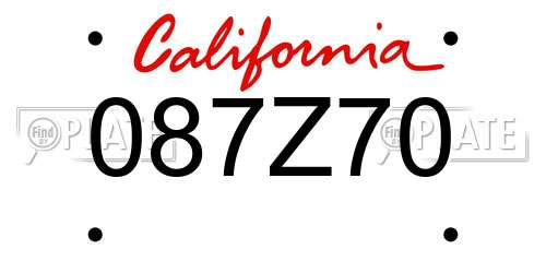 087Z70 California License Plate