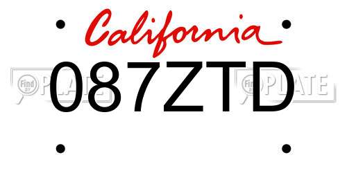 087ZTD California License Plate