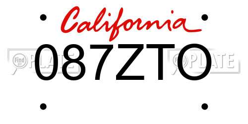 087ZTO California License Plate