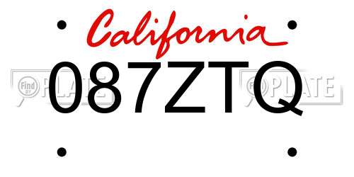 087ZTQ California License Plate